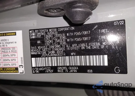 2022 Toyota 4Runner Trd Off Road из США, поврежденный, VIN JTEPU5JR0N6083314